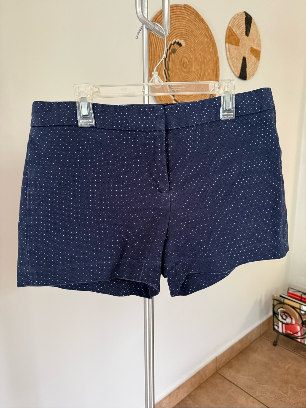 Cynthia Rowley Navy Polka Dot Cotton Blend Shorts